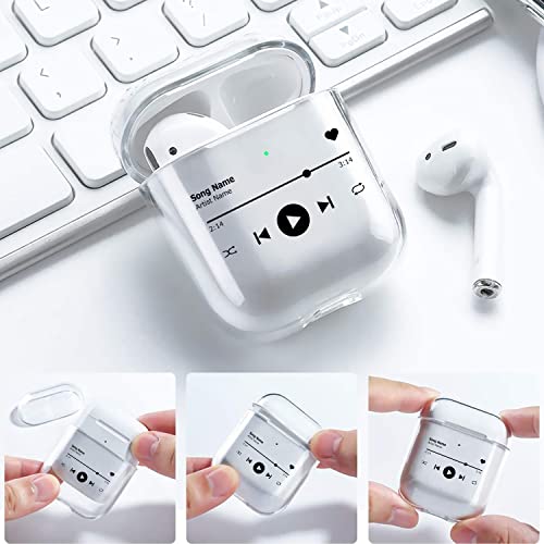 for AirPods 2nd 1st Generation Case Cover Clear Cool Kawaii Music Player Design for Women Men Cute Soft Crystal TPU AirPods Charging Case with Carabiner Full Body Protection Cover for Apple AirPod 2&1