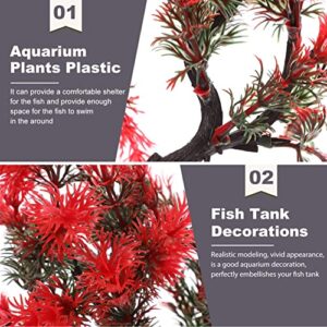 iplusmile Artificial Aquatic Plants, 9.8 inch Fish Tank Plants Decoration, Tree with Grass Aquarium Decor, Betta Fish Tank Hides Accessories for Household and Office