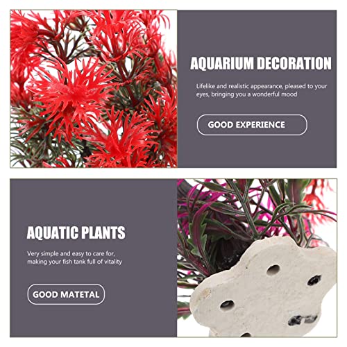 iplusmile Artificial Aquatic Plants, 9.8 inch Fish Tank Plants Decoration, Tree with Grass Aquarium Decor, Betta Fish Tank Hides Accessories for Household and Office