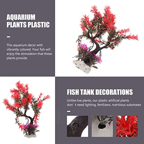 iplusmile Artificial Aquatic Plants, 9.8 inch Fish Tank Plants Decoration, Tree with Grass Aquarium Decor, Betta Fish Tank Hides Accessories for Household and Office