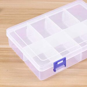 SEWACC Transparent Plastic Storage Box 8 Grids Portable Organizer Box with Adjustable Dividers Clear Crafts and Jewelry Storage Box for Beads Earring