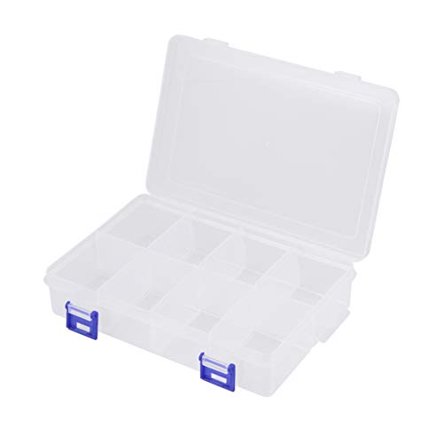 SEWACC Transparent Plastic Storage Box 8 Grids Portable Organizer Box with Adjustable Dividers Clear Crafts and Jewelry Storage Box for Beads Earring