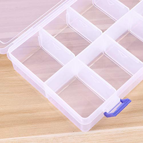 SEWACC Transparent Plastic Storage Box 8 Grids Portable Organizer Box with Adjustable Dividers Clear Crafts and Jewelry Storage Box for Beads Earring