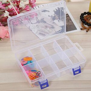 SEWACC Transparent Plastic Storage Box 8 Grids Portable Organizer Box with Adjustable Dividers Clear Crafts and Jewelry Storage Box for Beads Earring