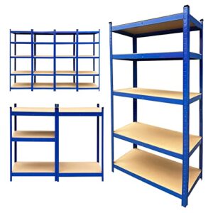 vandise 5-shelf shelving unit with mdf boards, adjustable steel shelve, 59h x 28w x 12d inch, 386lbs loading capacity per shelf, shelving units and storage for kitchen and garage (blue)