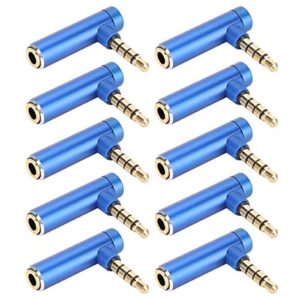acogedor 10 pcs 3.5mm male to female audio adapter, 90 degree right angle adapter, support headset with microphone, for mobile phones, tablets, laptops(blue)