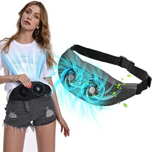cxliy waist clip fan, portable personal fan, adjustable waist fan, clamped at the waist, with strong airflow, 3 speed hands-free waist personal fan for working hiking fishing(no built-in power supply)