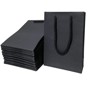 szehap black gift bags with handles, 50 pack small black paper bags bulk, 5 x 2.4 x 7.4’’ kraft paper bags