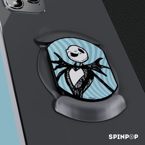 Tim Burtons The Nightmare Before Christmas Jack and Sally Slim Grip for Phone- Ultra Slim Phone Grip Finger Holder with Pop Up Mode Doubles as Phone Stand- Jack Skellington Phone Holder for Hand