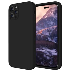 firenova for iphone 14 pro case, silicone upgraded [camera protection] phone case with [2 screen protectors], soft anti-scratch microfiber lining inside, 6.1 inch, black