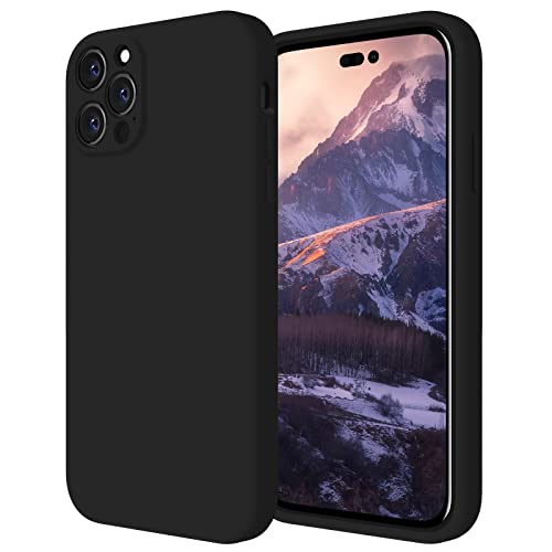 FireNova for iPhone 14 Pro Case, Silicone Upgraded [Camera Protection] Phone Case with [2 Screen Protectors], Soft Anti-Scratch Microfiber Lining Inside, 6.1 inch, Black