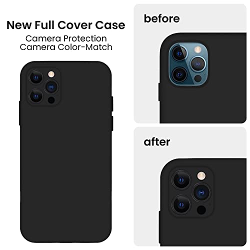FireNova for iPhone 14 Pro Case, Silicone Upgraded [Camera Protection] Phone Case with [2 Screen Protectors], Soft Anti-Scratch Microfiber Lining Inside, 6.1 inch, Black