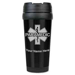 lasergram 16oz coffee travel mug, paramedic, personalized engraving included (black)