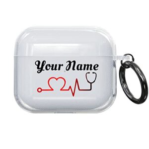 custom nurse clear airpods 3 case with grey color keychain - best personalized gift for doctor nurse 3rd generation airpods case with your text add your name