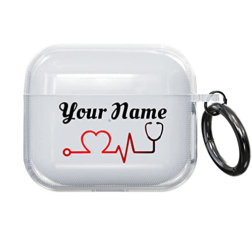 Custom Nurse Clear AirPods 3 Case with Grey Color Keychain - Best Personalized Gift for Doctor Nurse 3rd Generation AirPods Case with Your Text Add Your Name