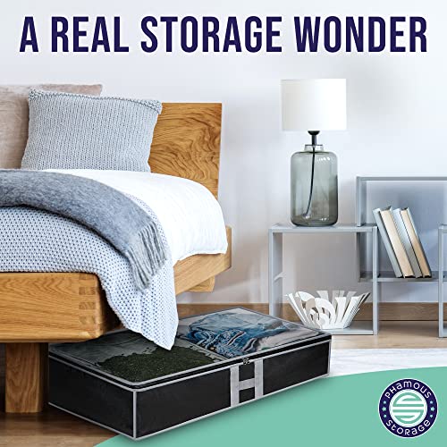 Phamous storage Under Bed Storage Containers - (Set of 2) Clothes Storage - Storage under Bed - Underbed Storage for Organizing - Under the Bed Storage - 3x Shoe Bags