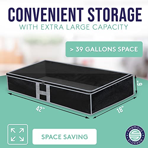 Phamous storage Under Bed Storage Containers - (Set of 2) Clothes Storage - Storage under Bed - Underbed Storage for Organizing - Under the Bed Storage - 3x Shoe Bags