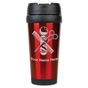 lasergram 16oz coffee travel mug, barber shop pole, personalized engraving included (red)