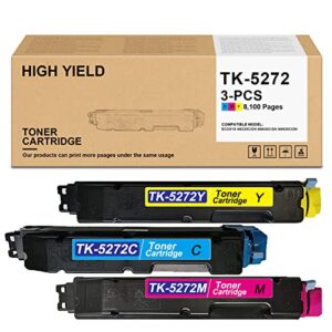 alumuink super high yield toner cartridge tk 5272 compatible tk-5272c tk-5272m tk-5272y replacement for ecosys m6235cidn m6630cidn m6635cidn p6230cdn printer (1c+1m+1y, 3 pack)
