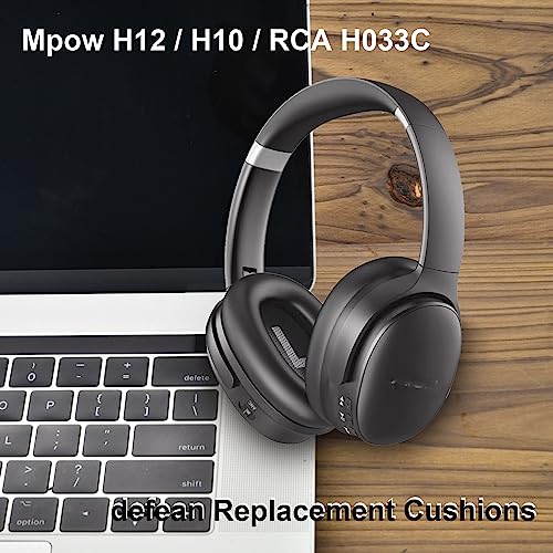 H12 ANC (Not fit H12 IPO) Ear Pads - defean Replacement Ear Cushion Cover Compatible with Mpow H12 ANC / H10 / RCA H033C Noise Cancelling Headphones,Softer Leather,High-Density Noise Cancelling Foam