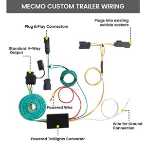 MECMO 4 Way Flat Trailer Wiring Harness for 2015-2022 Ford Transit T150 T250 T350, w/Powered Taillight Converter, Plug-in Simple Custom-Fit T-Connector 4 Pin Trailer Hitch Wiring