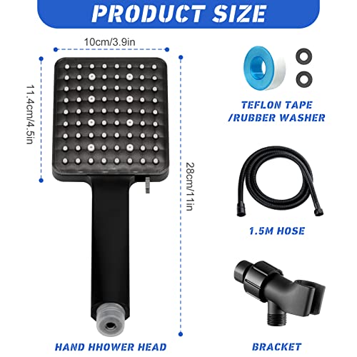 Welan Shower Head With Handheld,6 Spray Types Black Shower Head With 1.5M Hose,Shower Head High Pressure With Holder,Shower Head With Pressure Increase For Higher Water Pressure Rain Shower