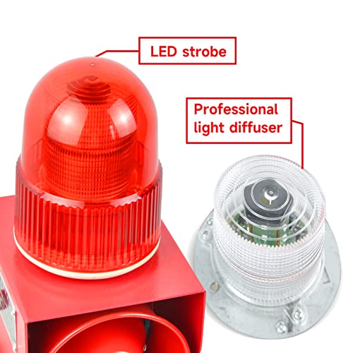 Industrial Sound and Light Alarm Siren - LED Strobe Warning Light 120dB Loud Horn Outdoor Security Siren 25W AC110V