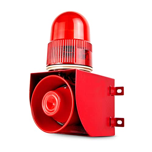 Industrial Sound and Light Alarm Siren - LED Strobe Warning Light 120dB Loud Horn Outdoor Security Siren 25W AC110V