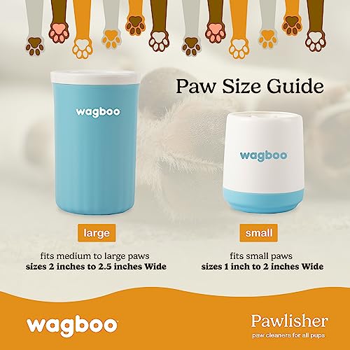 Wagboo Portable Dog Paw Cleaner Brush Large Pawlisher | Easy Wash Blue, Silicone Dog Bathing Supplies, Foot Washer Puppy Paw Wash for Medium Large Dogs, Dog Essentials, Dog Travel Camp House Accessories for Large Dogs