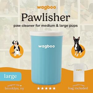 Wagboo Portable Dog Paw Cleaner Brush Large Pawlisher | Easy Wash Blue, Silicone Dog Bathing Supplies, Foot Washer Puppy Paw Wash for Medium Large Dogs, Dog Essentials, Dog Travel Camp House Accessories for Large Dogs