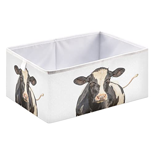 Kigai Funny Farm Cow Cube Storage Bins - 11x11x11 In Large Foldable Storage Basket Fabric Storage Baskes Organizer for Toys, Books, Shelves, Closet, Home Decor