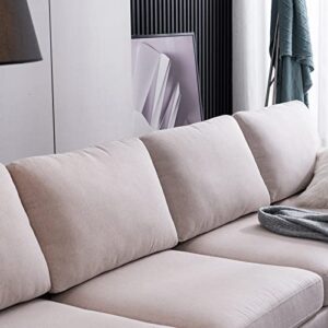 110”W U-Shaped Fabric Sectional Sofa with 2 Chaise Lounge Iron Feet 4-Seat Indoor Modular Sofa (Beige)