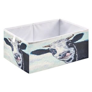 Kigai Funny Farm Cow Cube Storage Bins - 11x11x11 In Large Foldable Storage Basket Fabric Storage Baskes Organizer for Toys, Books, Shelves, Closet, Home Decor