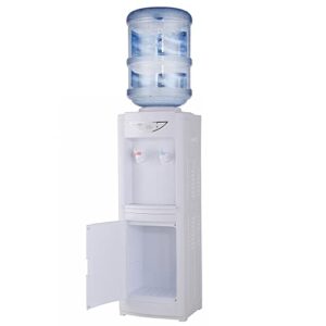 huhelm top loading water cooler dispenser, hot & cold water cooler 5 gallon with children safety lock storage cabinet for home office indoor use (white)
