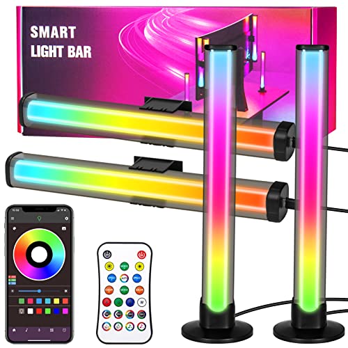 PIMBTPE Smart RGB Light Bar, 4 Pack Smart Light Bar with Scene and Music Modes, Gaming Lights Ambient Lighting with TV Backlight for Entertainment, Movies, Bedroom Decoration (APP & Remote Control)