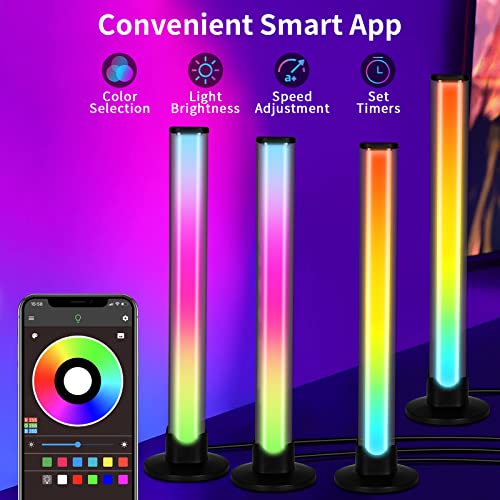 PIMBTPE Smart RGB Light Bar, 4 Pack Smart Light Bar with Scene and Music Modes, Gaming Lights Ambient Lighting with TV Backlight for Entertainment, Movies, Bedroom Decoration (APP & Remote Control)