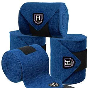 harrison howard essential horse polo leg wraps soft fleece leg bandage for horse set of 4 deep blue medium