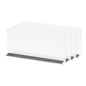 meccanixity l type shelf dividers, pvc clear closet shelf separator organizer clapboard for cabinet supermarket with magnetic strip 28 x 4 x 12cm pack of 4