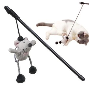 paz's gift cat wand toy cute mouse tease cat wand interactive indoor toy swing and squeak fun toy kitten play with cat interactive chase movement reduce boredom suitable for all types of cat toys