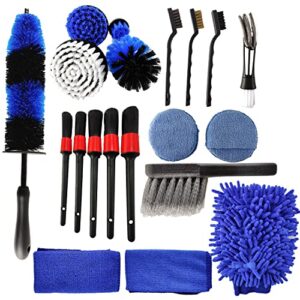 akumorain car wheel tire cleaning brush set, car detailing kit, car detailing brush set for wheels brush, rim brush, detailing brushes, car drill detailing brushes (20 pcs)