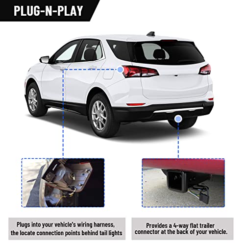 MECMO 4 Pin Trailer Wiring Harness for 2010-2017 GMC Terrain/Chevrolet Equinox, Plug-in Simple Custom-Fit T-Connector Equinox & Terrain 4 Pin Trailer Hitch Wiring