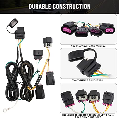 MECMO 4 Pin Trailer Wiring Harness for 2010-2017 GMC Terrain/Chevrolet Equinox, Plug-in Simple Custom-Fit T-Connector Equinox & Terrain 4 Pin Trailer Hitch Wiring