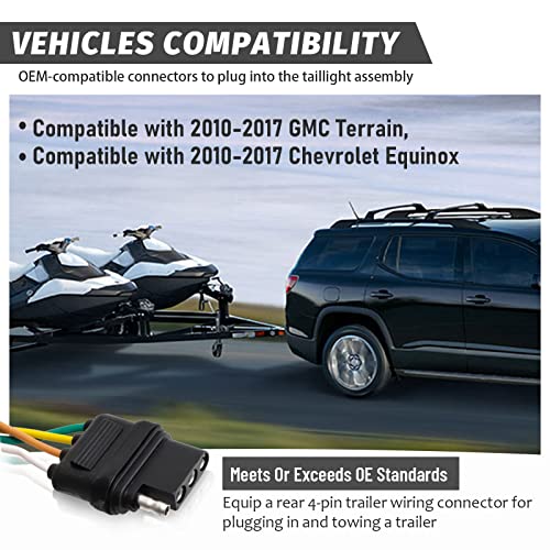 MECMO 4 Pin Trailer Wiring Harness for 2010-2017 GMC Terrain/Chevrolet Equinox, Plug-in Simple Custom-Fit T-Connector Equinox & Terrain 4 Pin Trailer Hitch Wiring