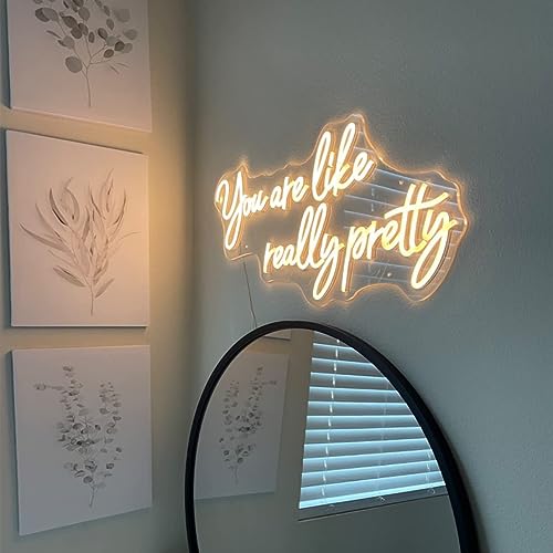 Large LED Neon Sign You Are Like Really Pretty，Neon Lights Sign for Wall Décor, Shop, Salon, House, Bar, Neon Lights for Engagement Party,26.3 X 12.2 IN, Warm White