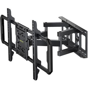 tv wall mount full motion for most 37-75 inch oled qled 4k flat/curved tvs-sturdy tv mount dual articulating swivel tilt holds up to 132lbs max vesa 600x400mm- 8/16inch wood stud wall mount tv bracket