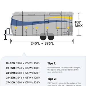 KING BIRD Tearstop-Tec Heavy Duty Travel Trailer Camper RV Cover, Fits 29.6-32.5ft Motorhome for Winter Snow, Anti-UV, Breathable, Waterproof, Rip-Stop, Oxford