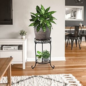 NAKUPE 2 Tier Plant Stand, 18.5 inch Tall Metal Potted Holder Rack, Indoor Outdoor Flower Pot Shelf for Patio Balcony Corner Garden, Black