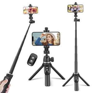 torjim selfie stick tripod with remote, 40 inch extendable selfie stick for iphone, portable & lightweight phone tripod compatible with iphone/android, perfect for selfies/video recording/vlogging