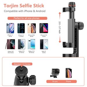 Torjim Selfie Stick Tripod with Remote, 40 inch Extendable Selfie Stick for iPhone, Portable & Lightweight Phone Tripod Compatible with iPhone/Android, Perfect for Selfies/Video Recording/Vlogging