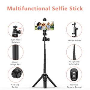 Torjim Selfie Stick Tripod with Remote, 40 inch Extendable Selfie Stick for iPhone, Portable & Lightweight Phone Tripod Compatible with iPhone/Android, Perfect for Selfies/Video Recording/Vlogging